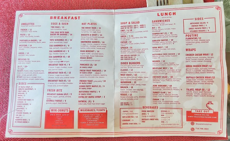 menu of Swan Street Diner