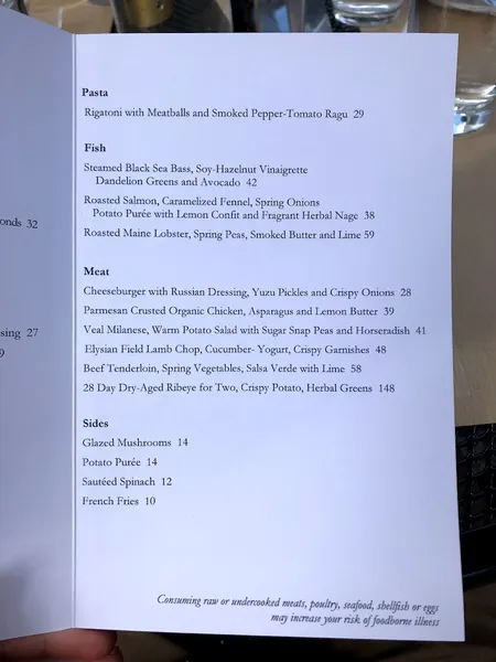 menu of Nougatine by Jean-Georges