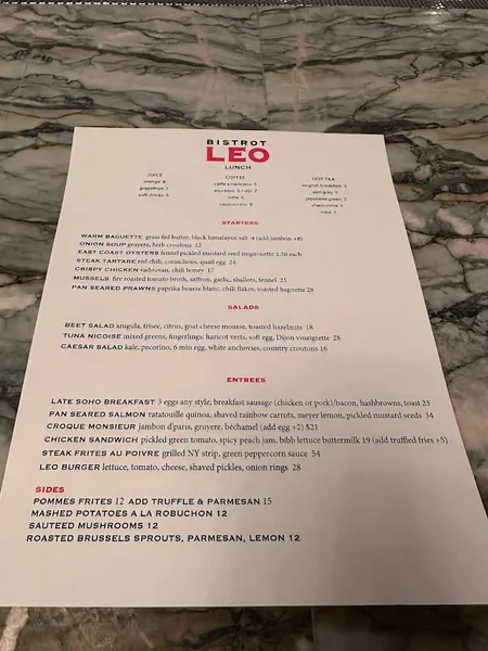 menu of Bistrot Leo