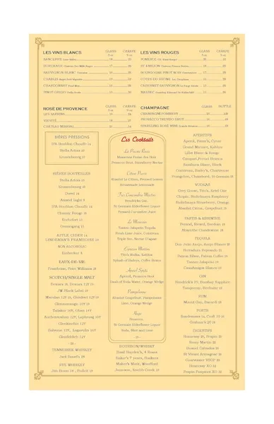 menu of Match 65 Brasserie