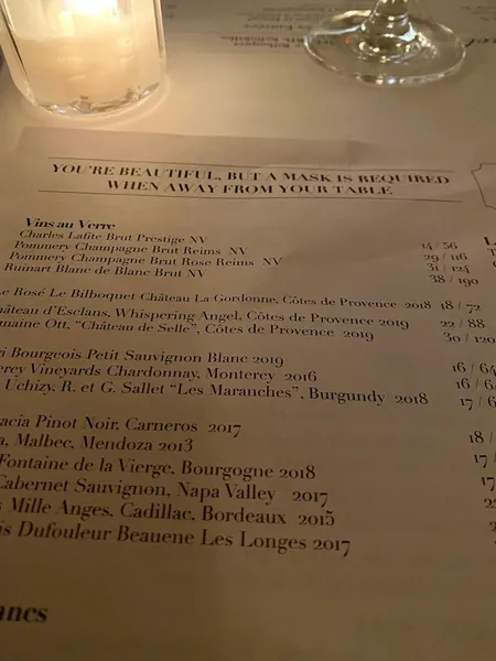 menu of Le Bilboquet