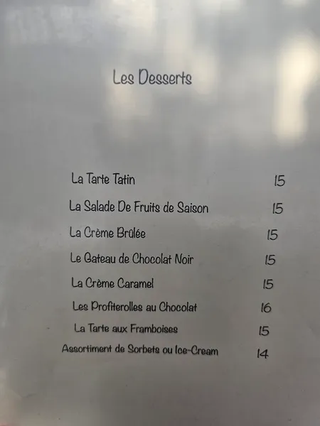 menu of Le Charlot