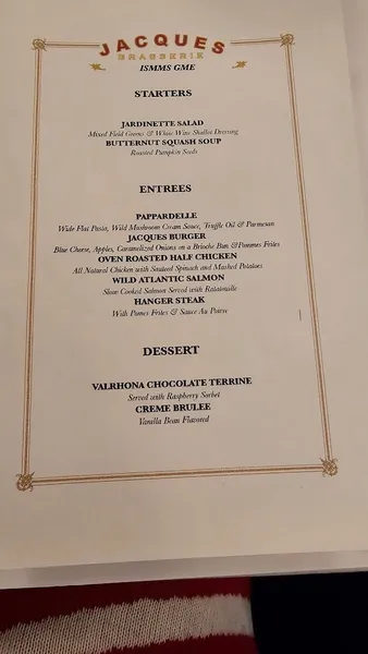 menu of Jacques Brasserie