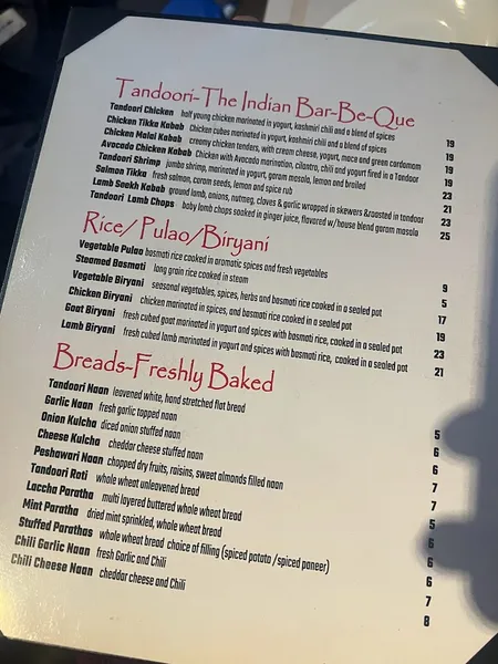 menu of Spice Symphony