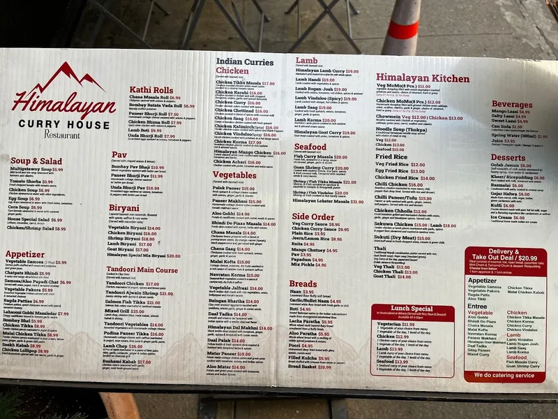 menu of Himalayan Curry House (Uptown Branch)