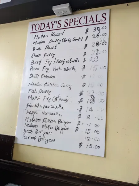 menu of Taste of Kerala Kitchen