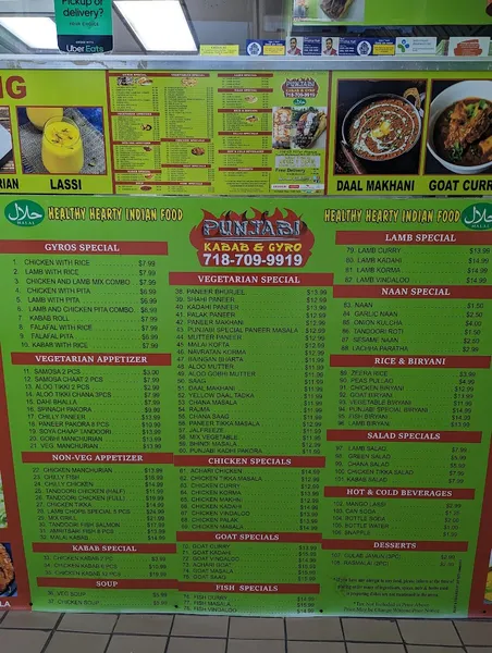 menu of Punjabi Kabab and Gyro