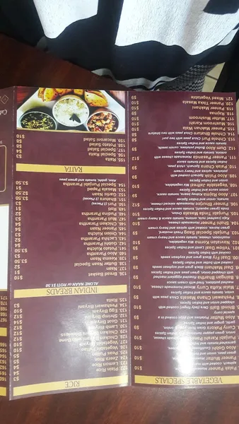 menu of Golden Punjab