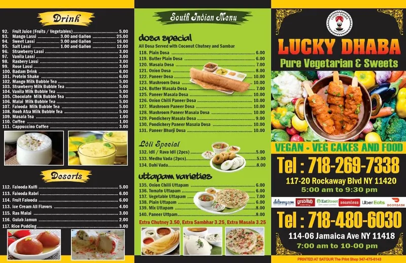 menu of Lucky Dhaba Indian Restaurant