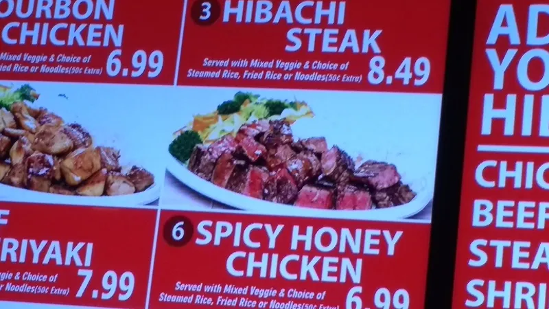 menu of Hibachi Master