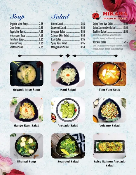 menu of Mikawa Japanese Fusion