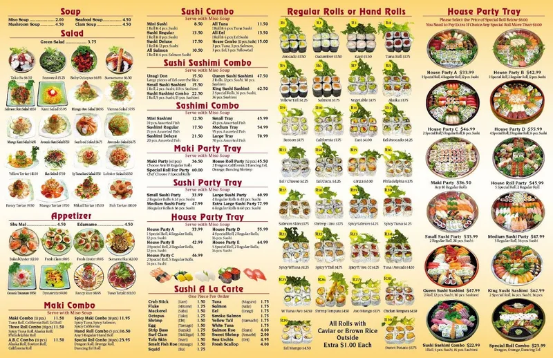 menu of East Sushi Bistro