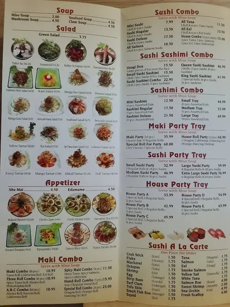 menu of East Sushi Bistro