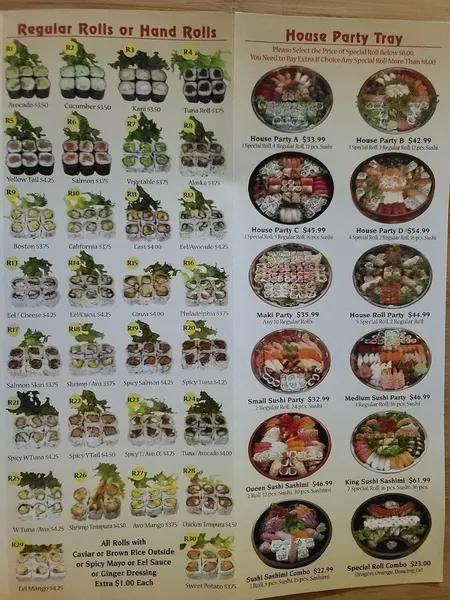 menu of East Sushi Bistro