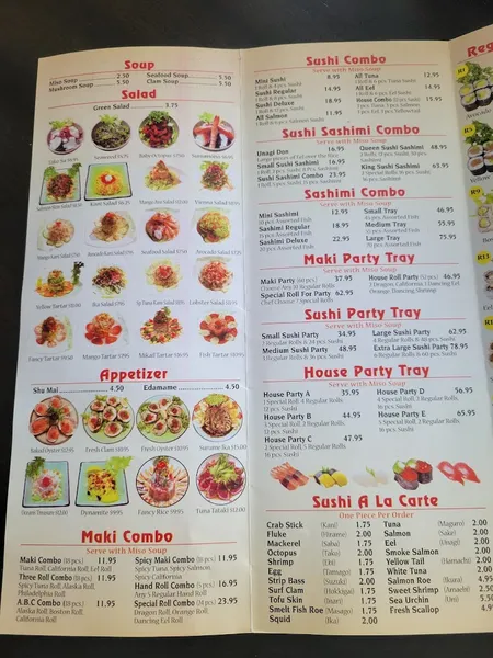 menu of East Sushi Bistro