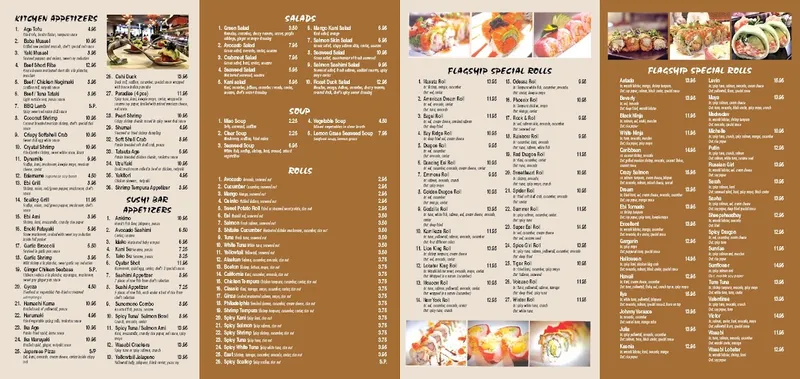 menu of Masuta Japanese Fusion