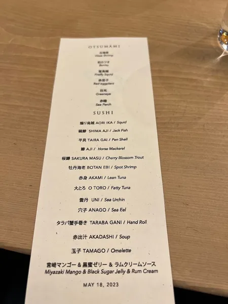 menu of Sushi Noz