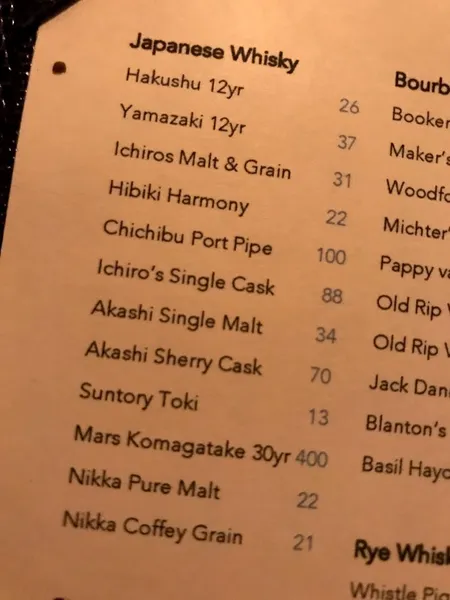 menu of Kappo Masa