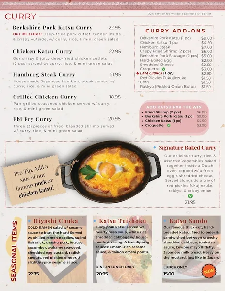 menu of Rai Rai Ken + Curry Ya + Otafuku