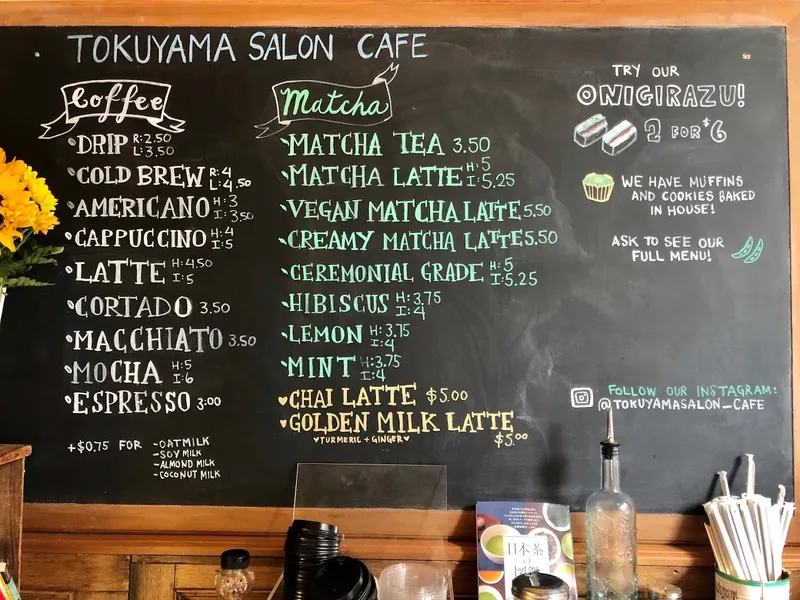 menu of TOKUYAMATCHA & ONIGIRAZU BAR