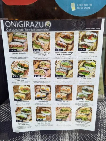 menu of TOKUYAMATCHA & ONIGIRAZU BAR