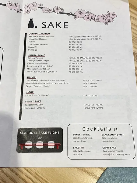 menu of Sushi Lab - East Village