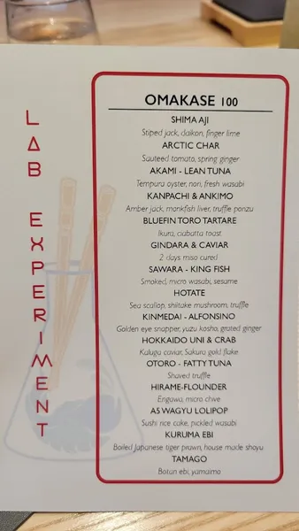 menu of Sushi Lab - East Village