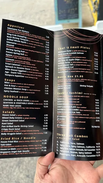 menu of JJ's Fusion