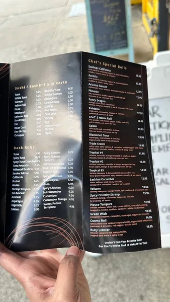 menu of JJ's Fusion