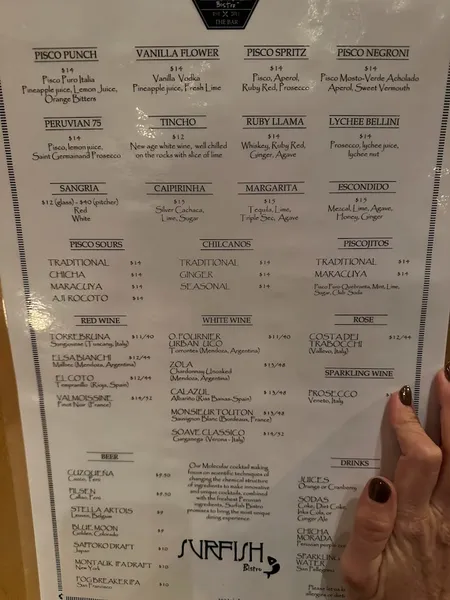 menu of Surfish Bistro