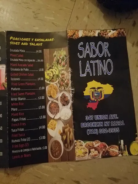 menu of Sabor Latino