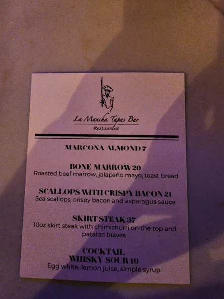 menu of La Mancha Tapas Bar Restaurant