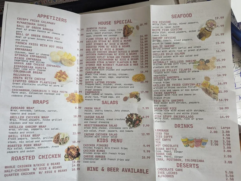 menu of Gusto Latino