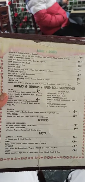 menu of Casa Vieja