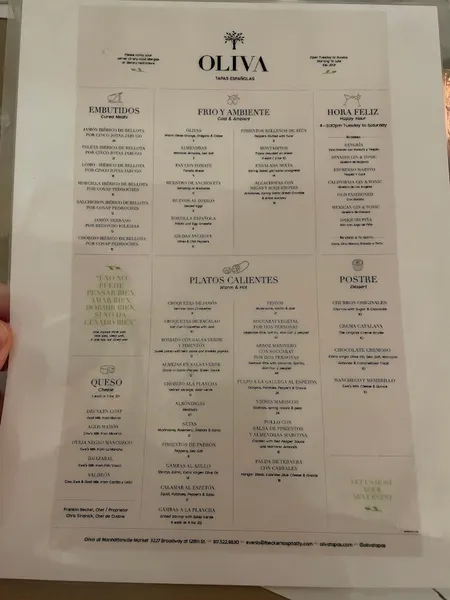 menu of Oliva Tapas Españolas