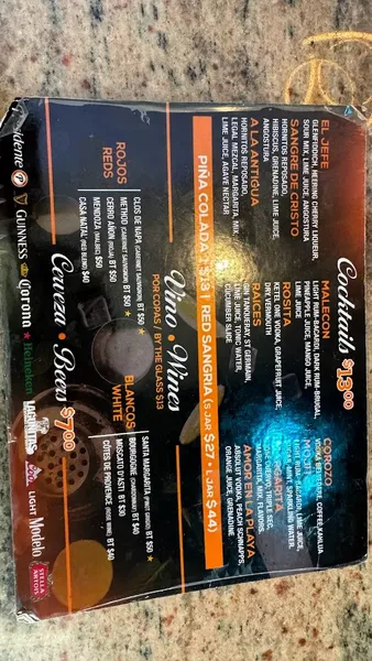 menu of Malecon