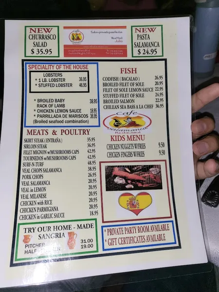 menu of Café Salamanca