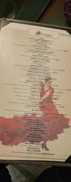 menu of Sangarita's Tapas Wine