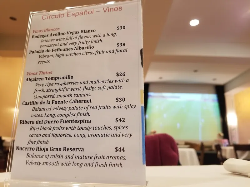 menu of Circulo Español