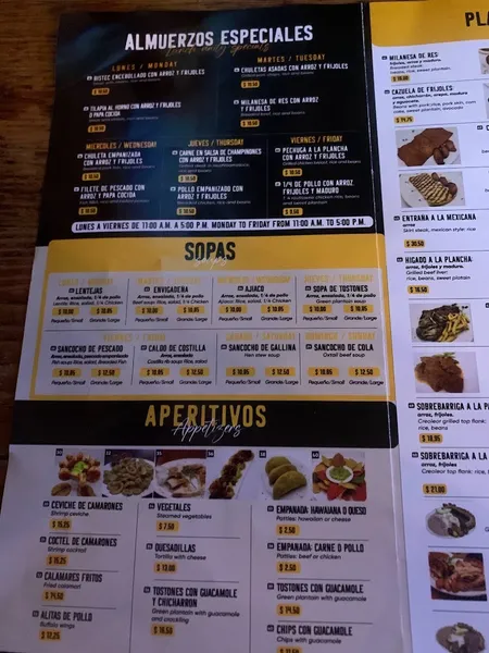 menu of Mr. Mario Pollos a la Brasa