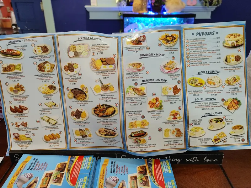 menu of El Vicentino