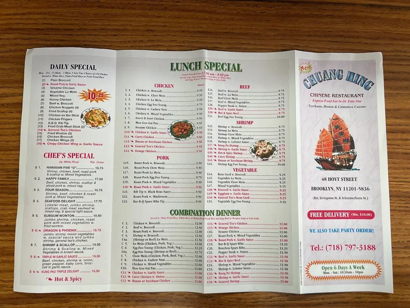 menu of Chuang Hing