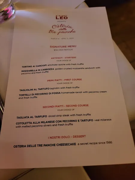 menu of Bistrot Leo