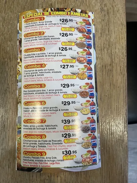 menu of Tropical