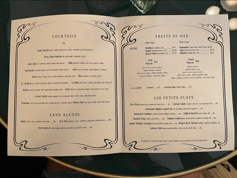 menu of Deux Chats