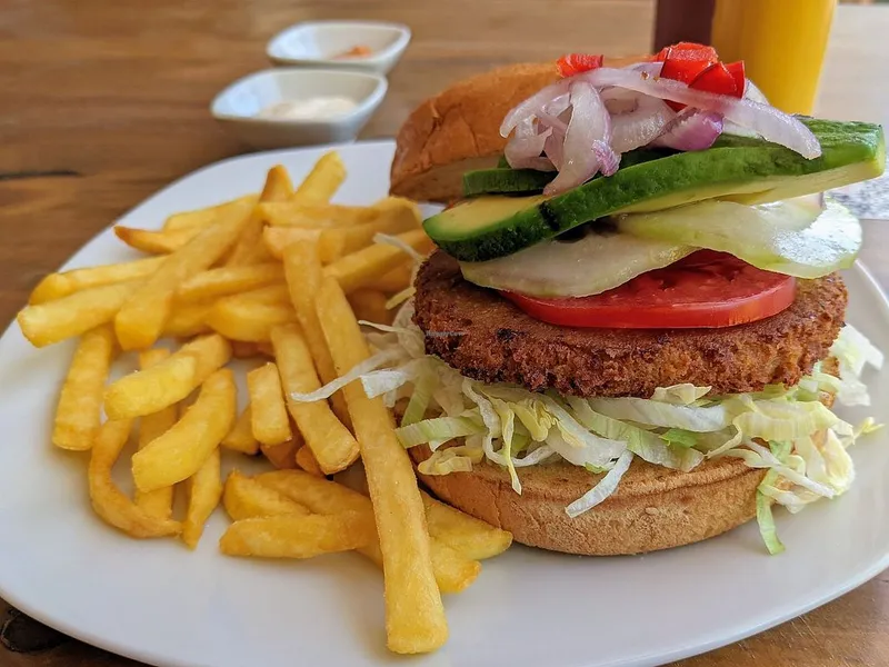 Vegetarian Burger and Fries Hector's Cafe & Diner