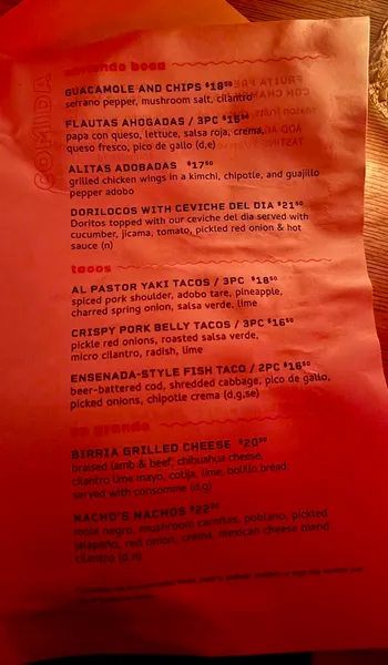 menu of Superbueno