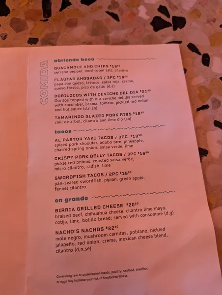 menu of Superbueno