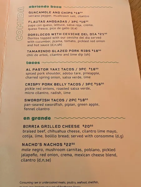 menu of Superbueno