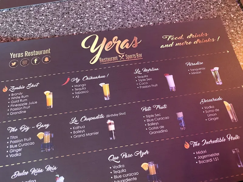 menu of Yeras